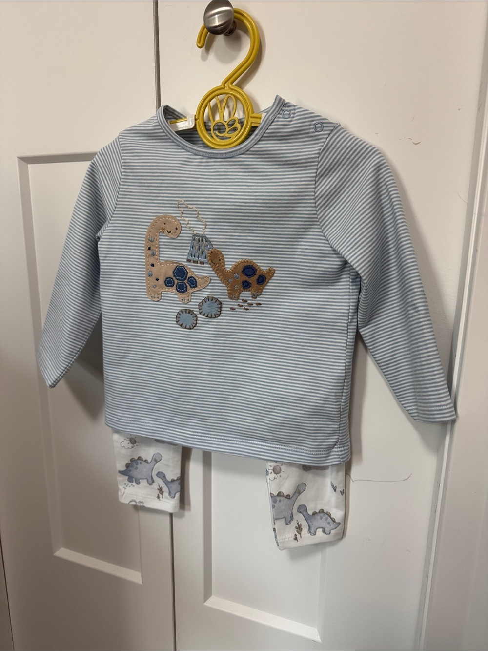 Next Direct Light Blue Striped Dino Matching Set